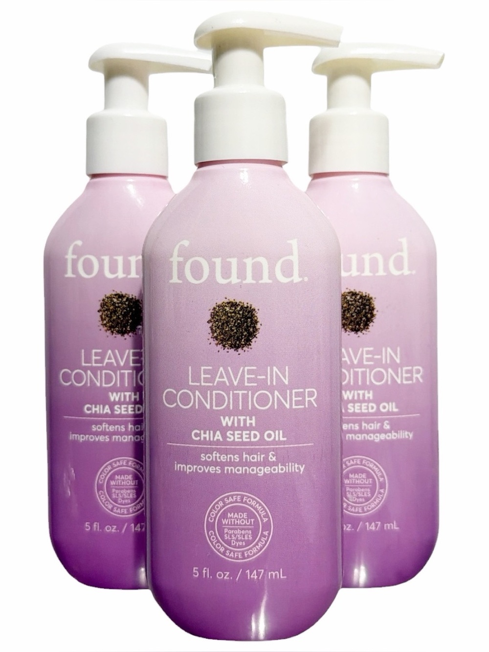 {Set of 3} Found LEAVE-IN CONDITIONER w/ Chia Seed Oil Softens Hair 5 fl oz NEW